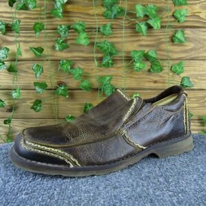 Roan Men 10 Brown Leather Slip On Casual Loafers Distressed Comfort Shoes